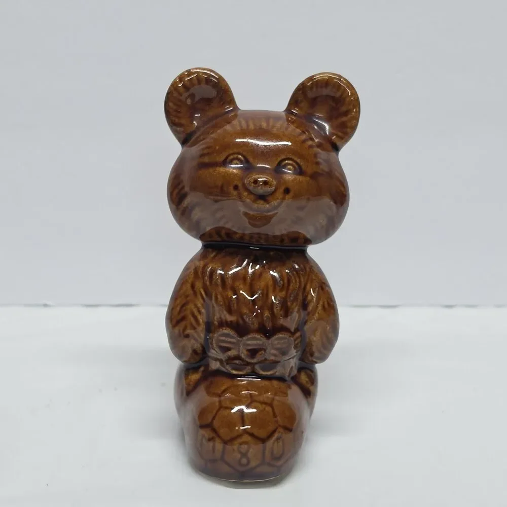 Vintage USSR Olympic Mishka Bear Ceramic Figurine 1980 Olympic Games Memorabilia